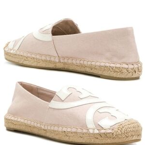 Tory Burch Womens Espadrille Big Logo Loafer Flats shoes slip on  sz 11M